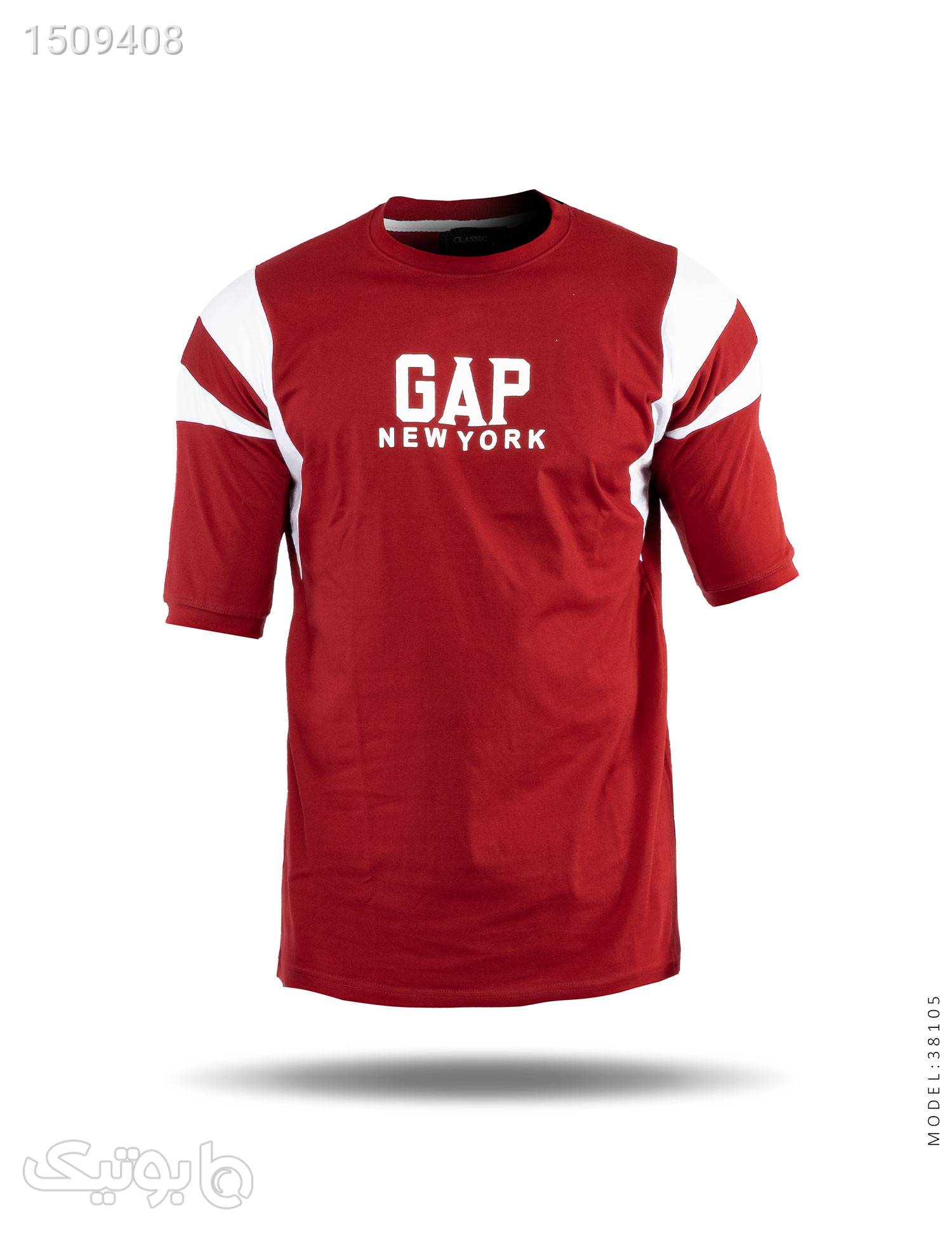 تیشرت مردانه دو رنگ یقه گرد Gap مدل 38105 زرشکی تی شرت و پولو شرت مردانه