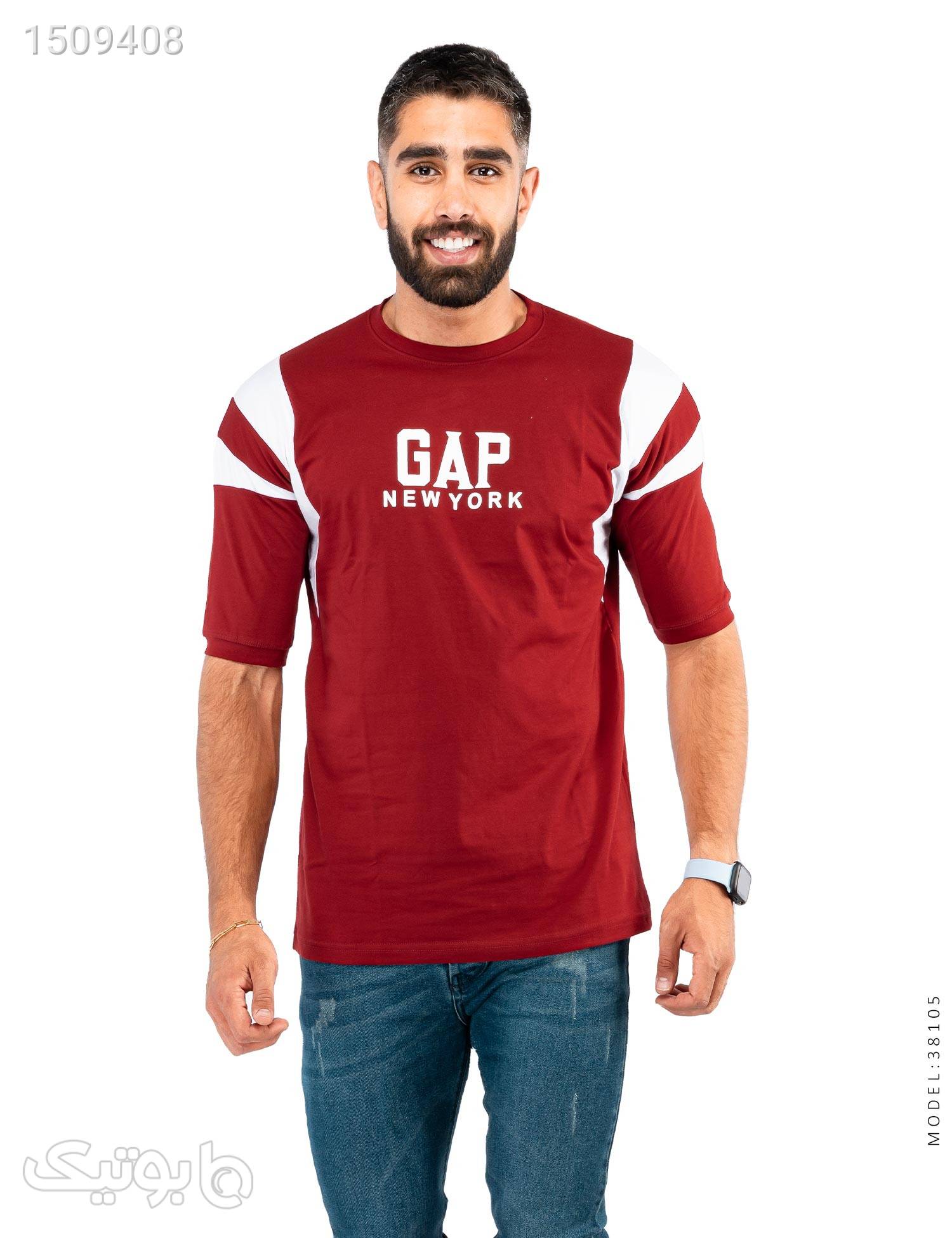 تیشرت مردانه دو رنگ یقه گرد Gap مدل 38105 زرشکی تی شرت و پولو شرت مردانه