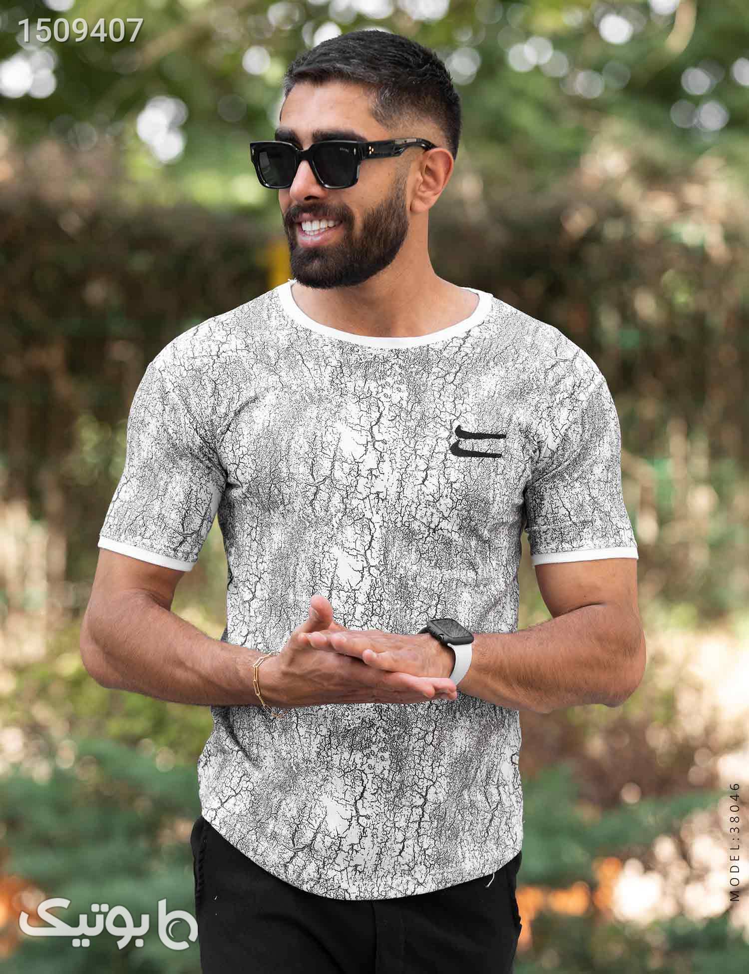 تیشرت مردانه طرحدار یقه گرد Nike مدل 38046 طوسی تی شرت و پولو شرت مردانه