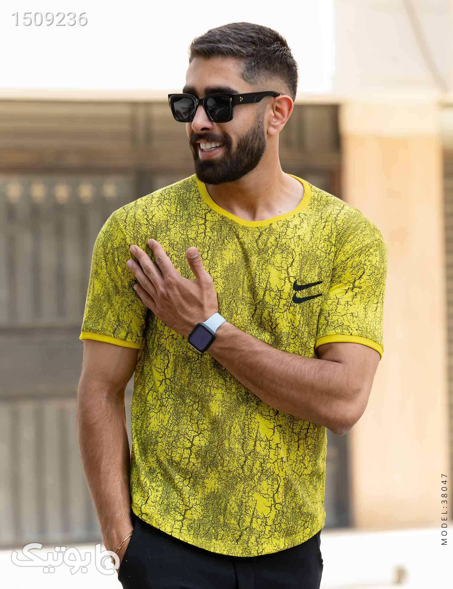 تیشرت مردانه طرحدار یقه گرد Nike مدل 38047 زرد تی شرت و پولو شرت مردانه