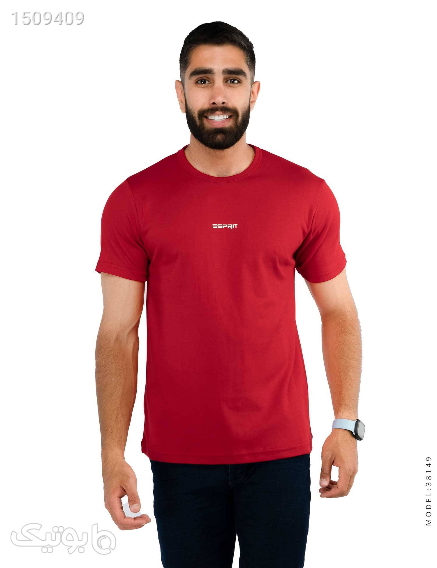 تیشرت مردانه یقه گرد Esprit مدل 38149 زرشکی تی شرت و پولو شرت مردانه