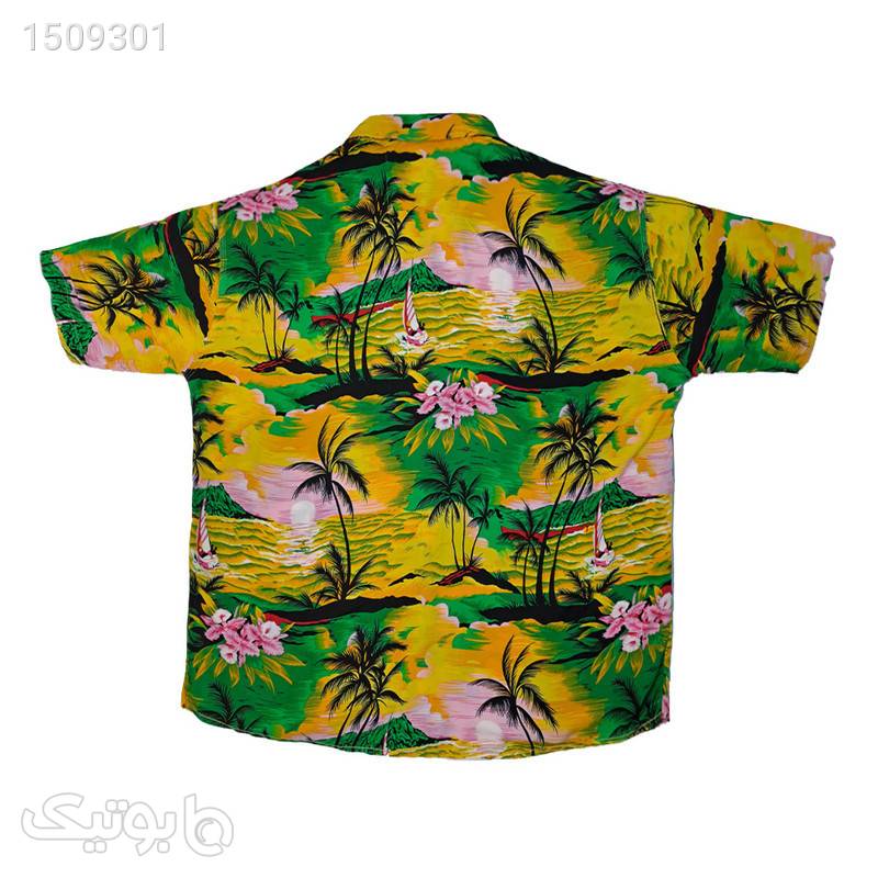 پیراهن آستین کوتاه مردانه سرز مدل اشکان طرح هاوایی زرد پيراهن مردانه