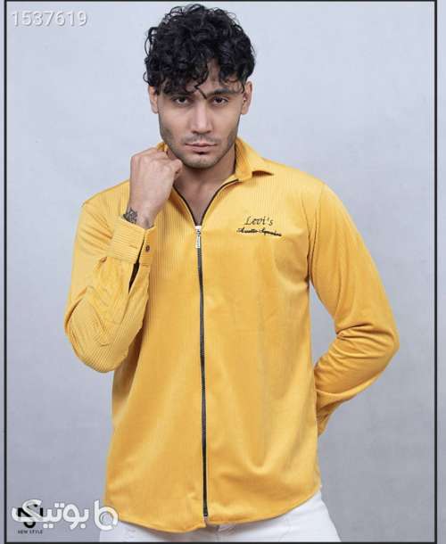 پیراهن زیپ دار مخمل خارجی درجه یک و شیک زرد 02 2023