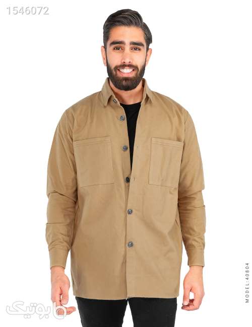 پیراهن اسپرت مردانه آستین بلند کتان ساده Araz مدل 40804 قهوه ای 02 2023