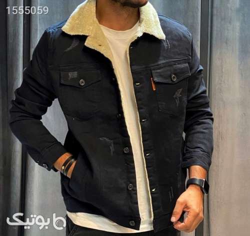 کت جین مشکی داخل خز مشکی 02 2023