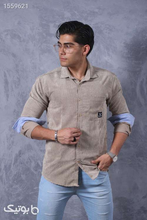 پیراهن کبریتی تک جیب رنگ کرم جدید و بسیار شیک کرم 02 2024