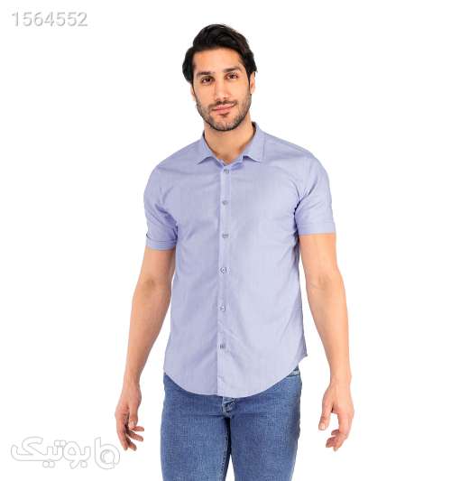 پیراهن اسپرت مردانه آستین کوتاه ساده مدل 42363 طوسی 02 2024