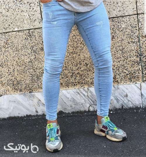 شلوار جین یخی مردانه فول کش آبی 03 2024
