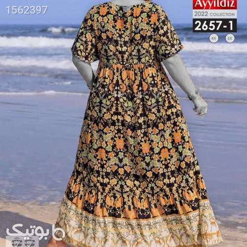 پیراهن ساحلی - سایز بزرگ ( 44 تا 58 ) زرد 02 2024