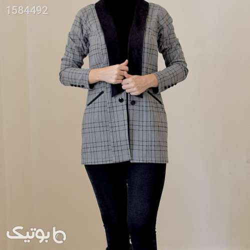 مانتو زنانه مدل یقه بلند طوسی 03 2024