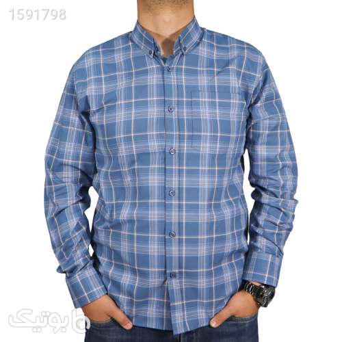 پیراهن آستین بلند مردانه مدل نخی چهارخونه کد 38078 رنگ آبی نفتی آبی 03 2024