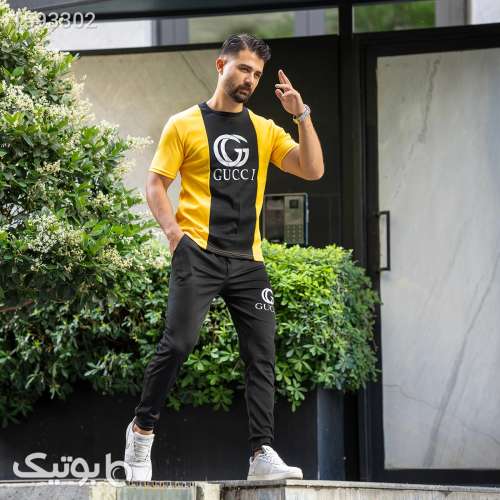 ست تیشرت شلوار گوچی مردانه مدل mahyar زرد 03 2024