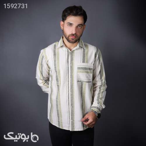 پیراهن آستین بلند مردانه مدل راه راه درشت3080 سفید 03 2024