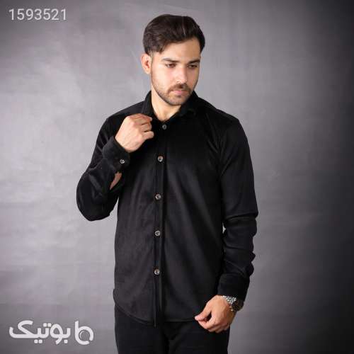 پیراهن آستین بلند مردانه مدل مخمل کبریتی 3373 رنگ مشکی مشکی 03 2024