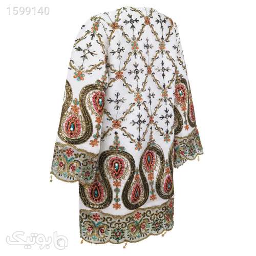 مانتو زنانه مدل ایینه دوزی و سوزندوزی سفید 03 2024