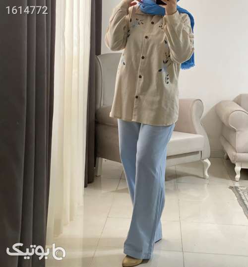 ست مانتو و شلوار لینن گلدوزی قهوه ای 04 2025