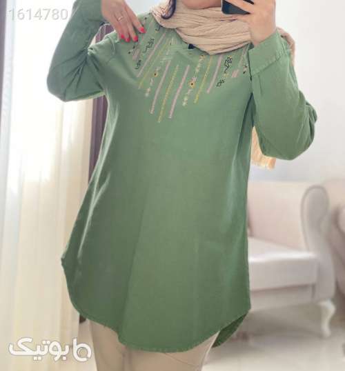 مانتو الیاف طبیعی اعلا ، گلدوزی شده سبز 04 2025