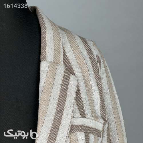 مانتو کتی زنانه مدل لینن راه راه کد AK1145 رنگ کرم نقره ای 04 2025