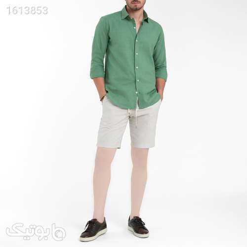 پیراهن آستین بلند یقه کراواتی مردانه ام کی مدل 1903 سبز 04 2025