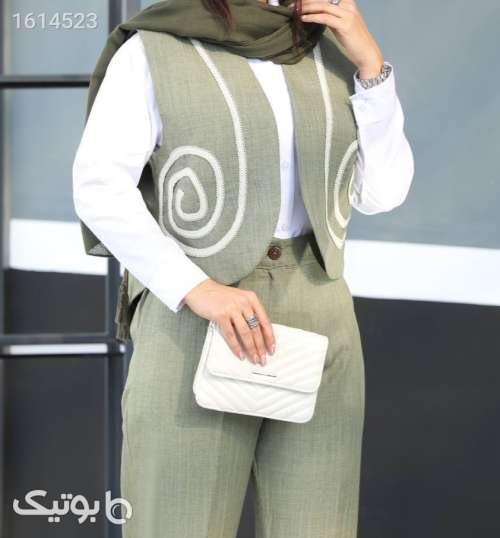 ست جذاب جلیقه وشلوار سبز 04 2025