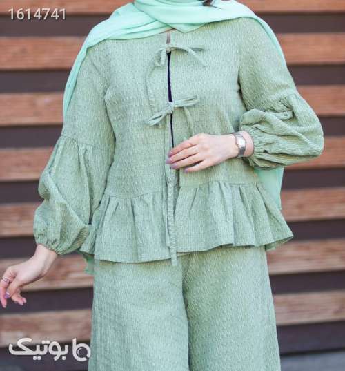 مانتوشلواربهاری شیک وخنک سبز 04 2025