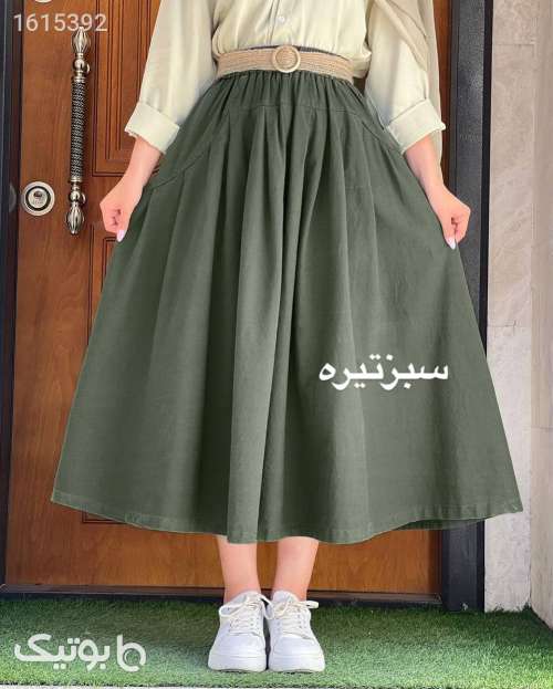 دامن لینن خنک‌وشیک سبز 04 2025