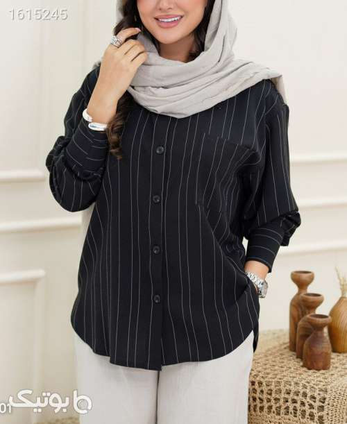 شومیز مانتویی مشکی مشکی 04 2025