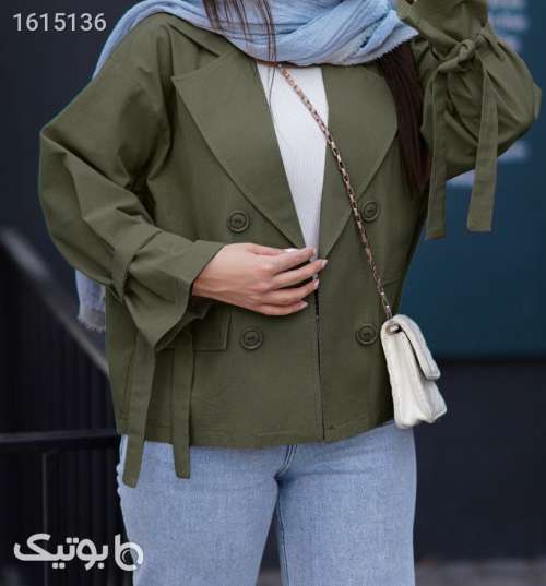کت کراپ آستین بندی شیک وزیبا سبز 04 2025
