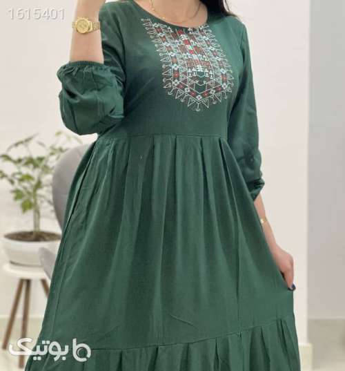 پیراهن نخی خنک سبز 04 2025