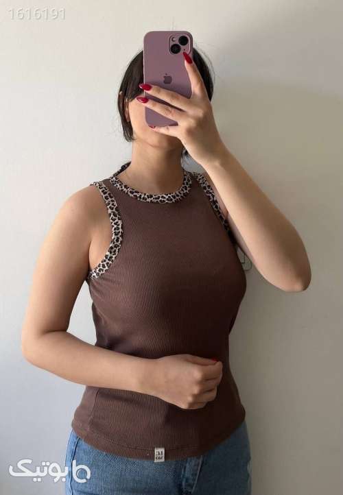  تاپ یقه گرد خرج کار پلنگی  سفید 04 2025