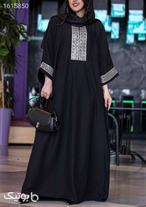 مانتو عبایی شیک مشکی 04 2025
