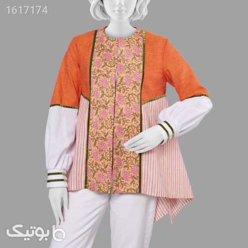رویه زنانه گره استایل مدل شوق بهاررنگ نارنجی کرم 04 2025