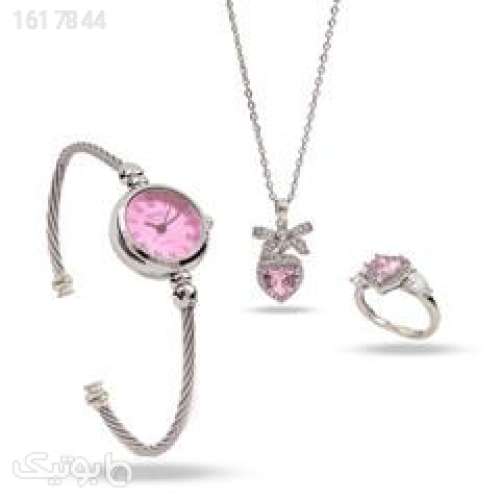 ست زنانه ساعت و گردنبند و انگشترPink_Heart مدل 3671 نقره ای 04 2025