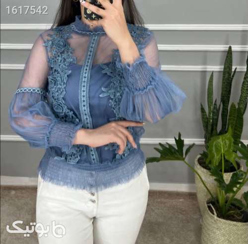 شومیز گیپور گل طوسی 04 2025