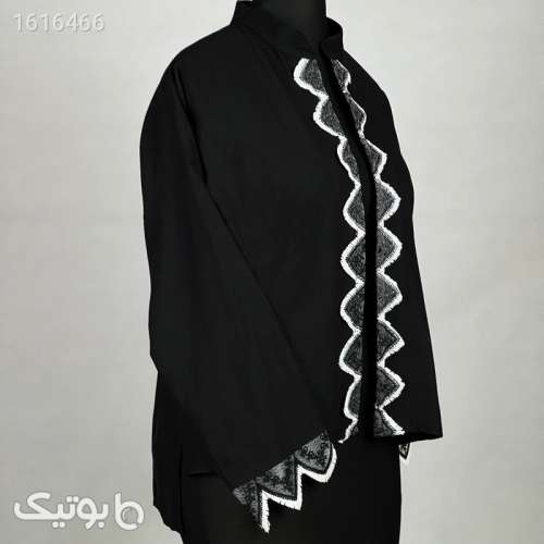 مانتو زنانه مدل کلوش لینن نوار تزيینی کد AK1321 رنگ مشکی مشکی 04 2025