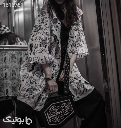 مانتو کرپ زنانه طرح عروسکی  سفید 04 2025