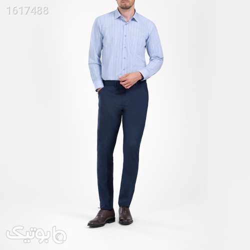 پیراهن آستین بلند یقه کراواتی مردانه ام کی مدل 1803 رنگ آبی فیروزه ای 04 2025