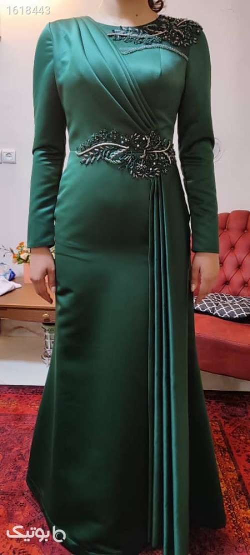 لباس مجلسی نو ساتن امریکایی سبز 04 2025