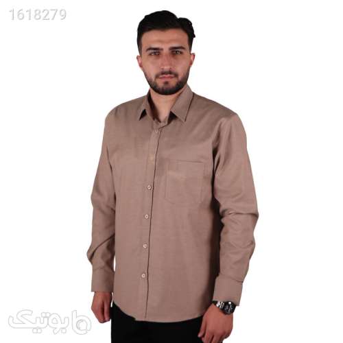 پیراهن آستین بلند مردانه مدل شانلی کد 410104 رنگ شتری قهوه ای 04 2025