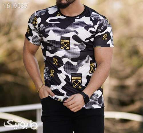 تیشرت مردانه مدل Offwhite مشکی 04 2025