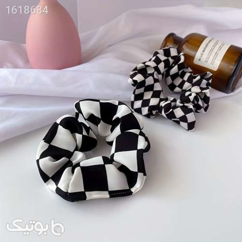 کش مو اسکرانچی شطرنجی دخترانه  مشکی 04 2025