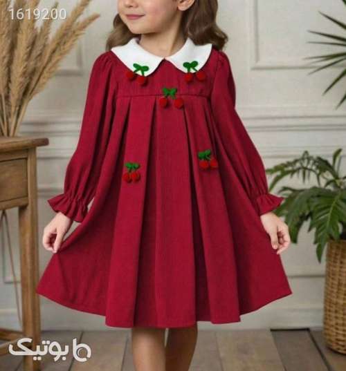 پیراهن دخترانه  زرشکی 04 2025