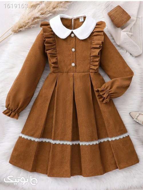 پیراهن پاییزه دخترانه مزون دوز  طلایی 04 2025