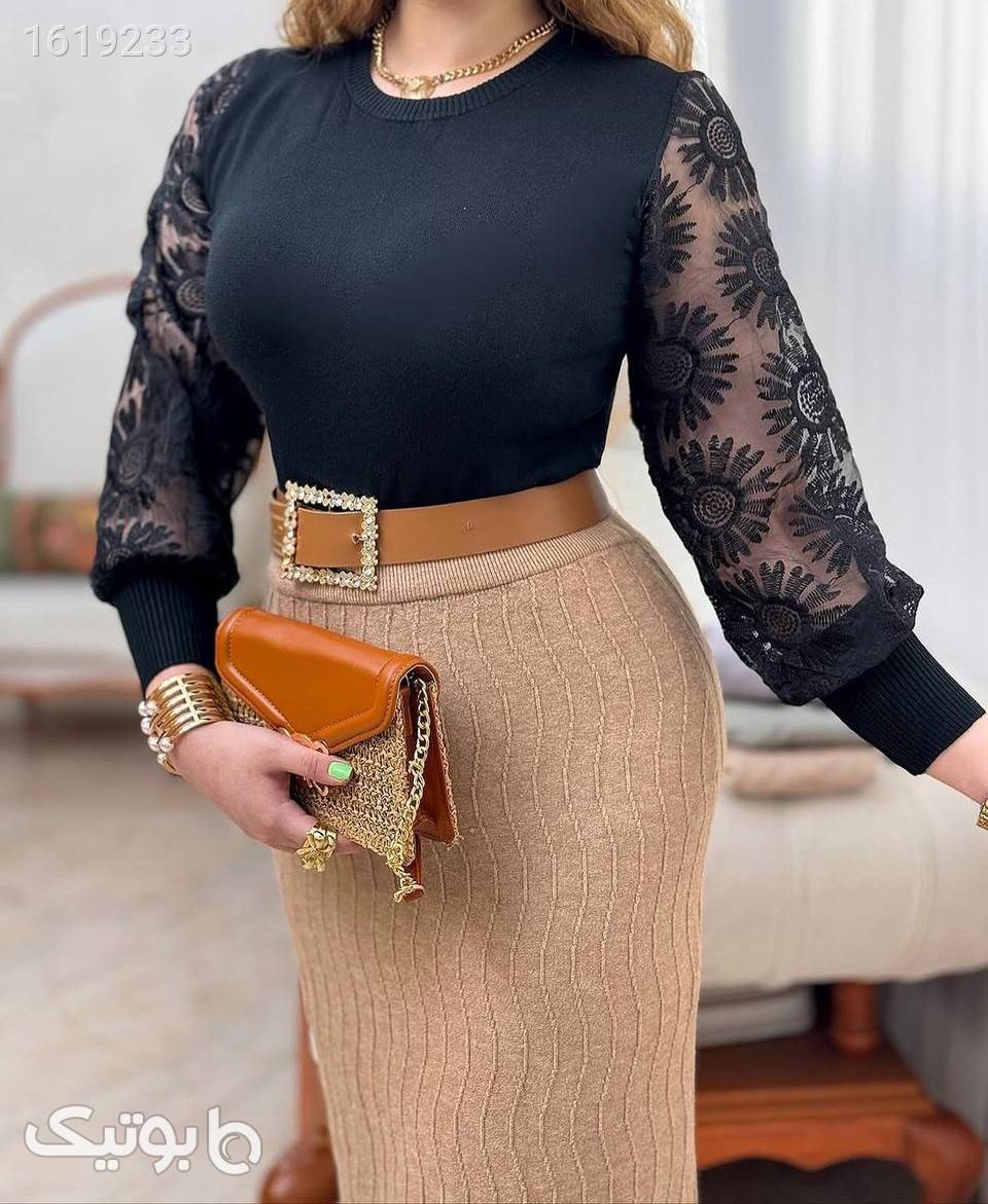 بلوز گپ گرم دار سبز رویه و بافت