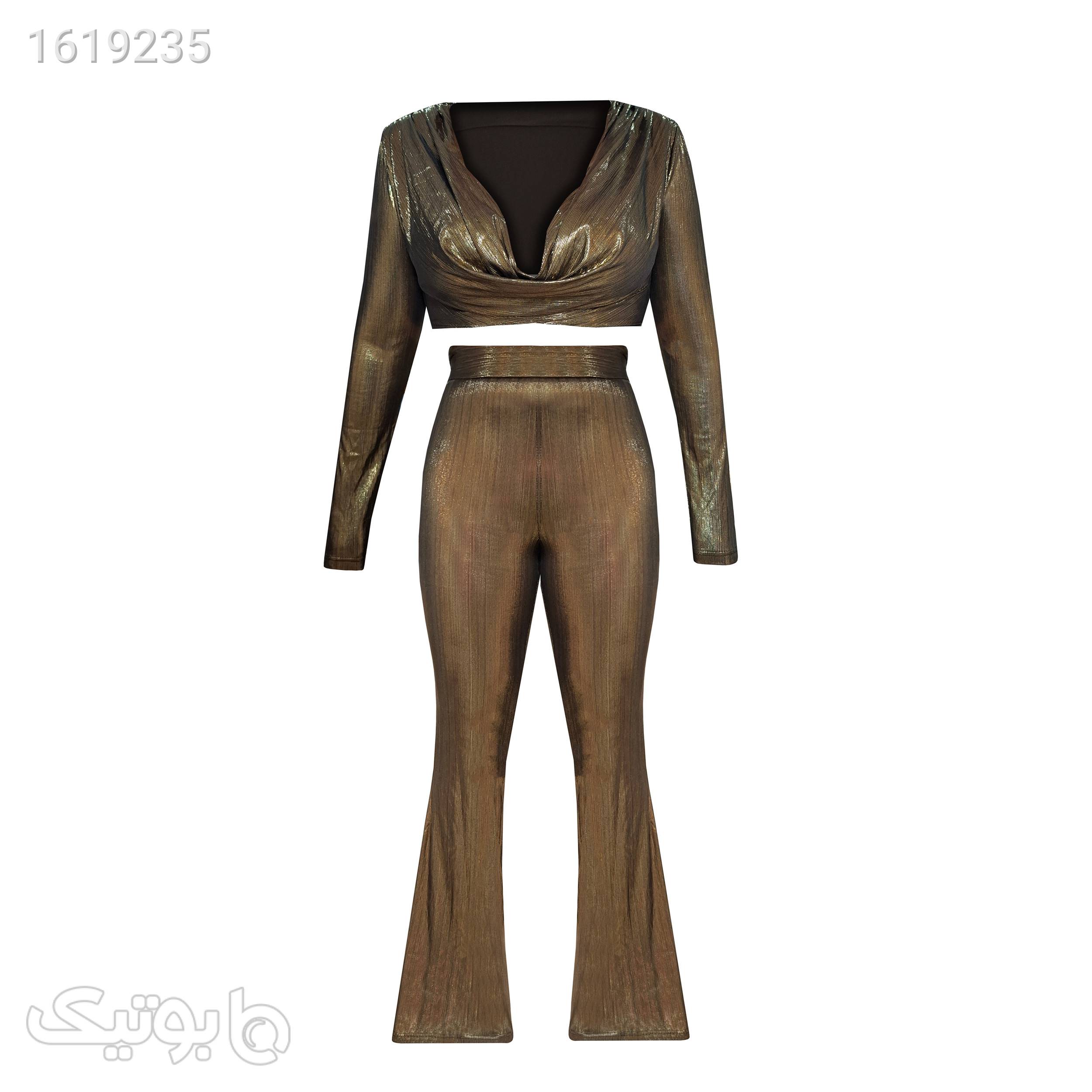 ست شومیز و شلوار رسمی دخترانه طلایی ست زوج و خانواده