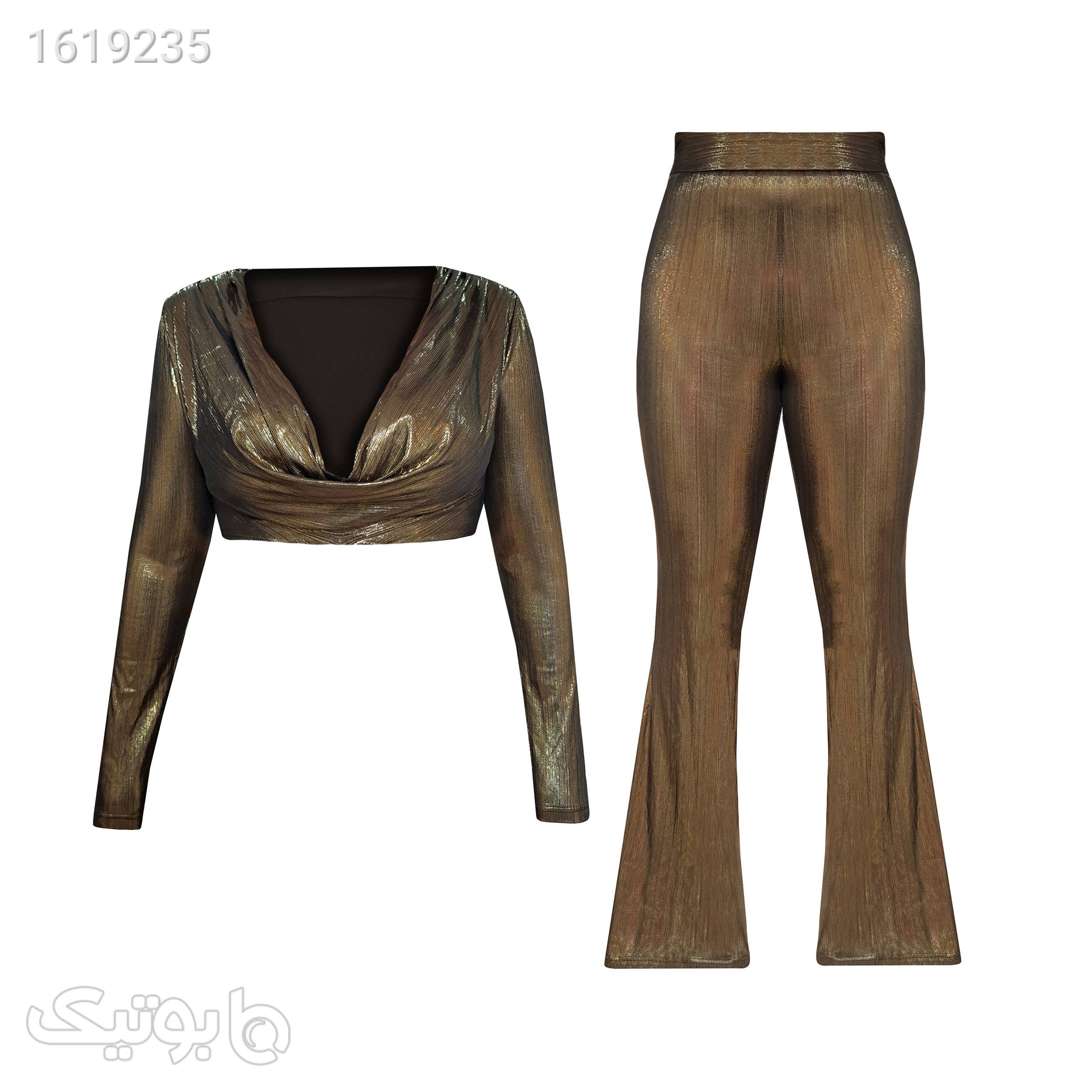 ست شومیز و شلوار رسمی دخترانه طلایی ست زوج و خانواده