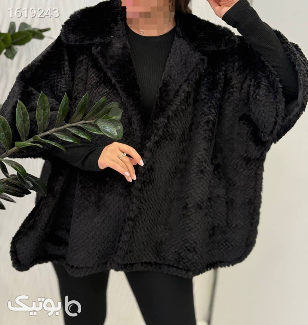 کالکشن_فصل_سرما پانچو جنس خز مشکی پانچو و شنل