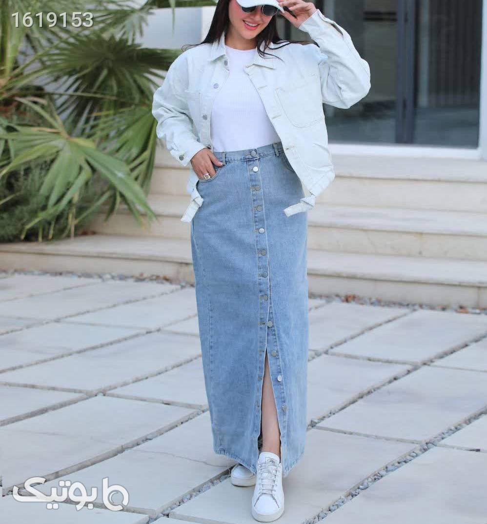 کت ودامن جین ترک لندکد328 آبی كت و دامن