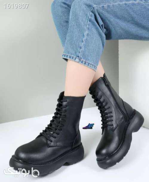 بوت زنانه چرم شیک مشکی 04 2025