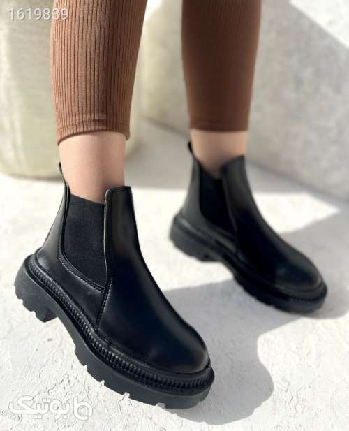 بوت زنانه چرم شیک مشکی 04 2025